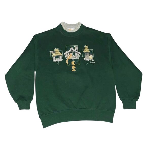 VTG Top Stitch by Morning Sun Sweatshirt Birdhouse Squirrel Size M Grandmacore - Picture 2 of 12